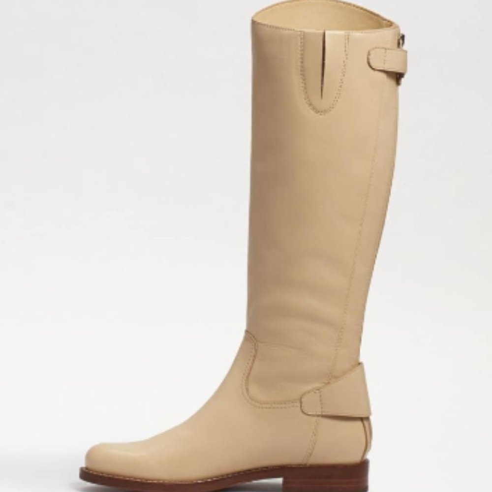Beige Leather Riding Boots